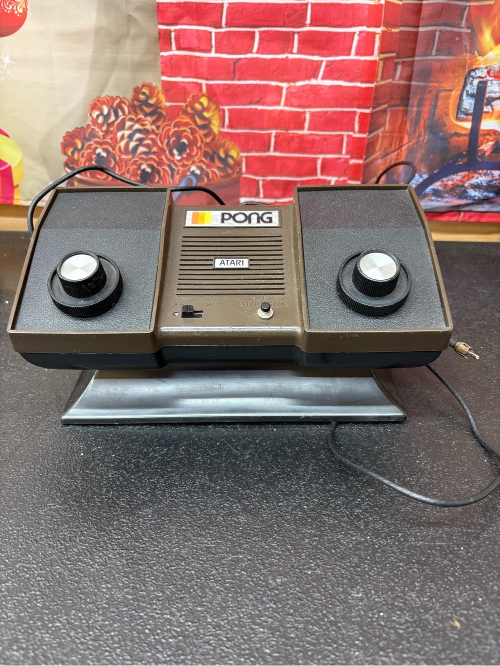 Vintage Atari Pong Console with Dual Paddles - Brown and Black